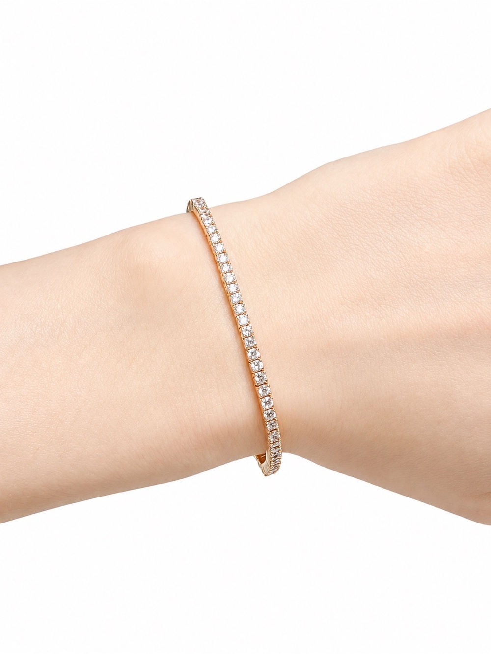 Elegant Rose Gold Tennis Bracelet with Sparkling Stones